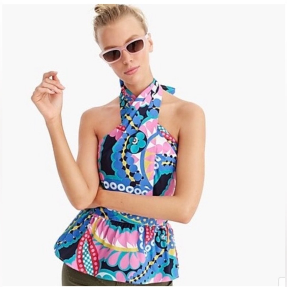 JCrew Peplum Halter Top in Ratti Kaleidoscope Floral  Size XS